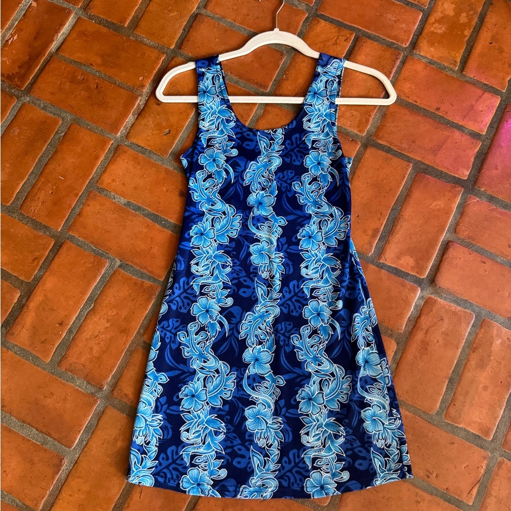 Floral Blue Sleeveless Dress